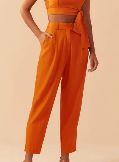 Dress To Linen Ankle Pants In Orange