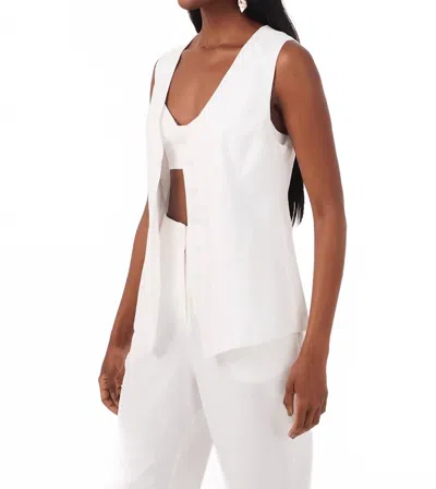 Dress To Linen Button Down Vest In White