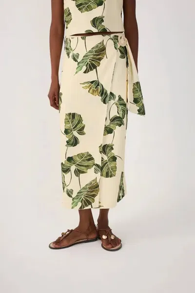 Dress To Luma Wrap Skirt In Leaf Print In Neutral