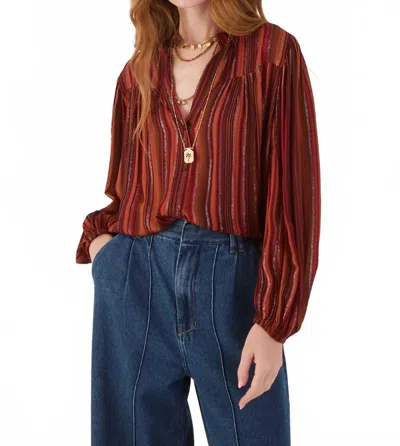 Dress To Lurex V-neck Buttoned Blouse In Brown Refugio In Multi
