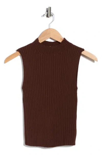 Dress To Mock Neck Ribbed Sweater Tank In Burgundy