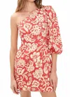 Dress To One-shoulder Floral Print Mini Dress In Summer Print In Red