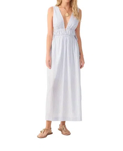 Dress To Ruched Cotton Maxi Dress In Blue Lurex Stripes In White