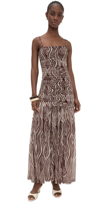 Dress To Sea Sounds Ruched Maxi Dress Sea Sound Print In Multi