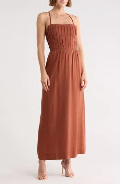 Dress To Square Neck Lace-up Back Maxi Dress In Brown