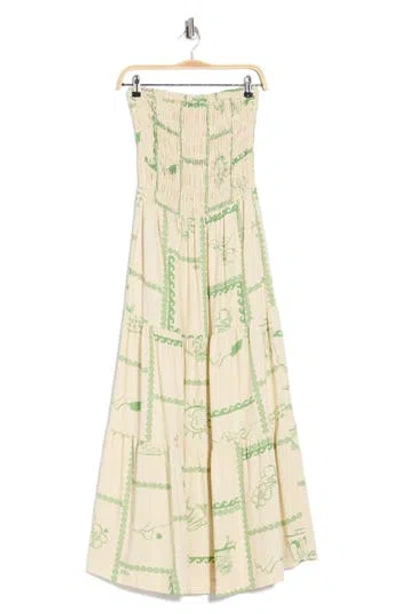 Dress To Strapless Smocked Midi Dress In Multi