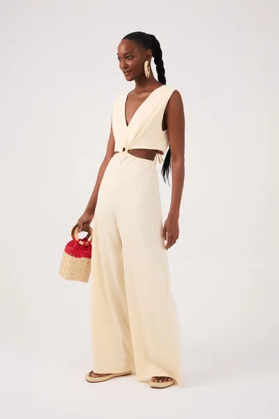 Dress To Tie Back Jumpsuit In Beige In Neutral