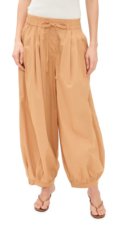Dress To Tie Front Balloon Pants Summer Beige In Orange