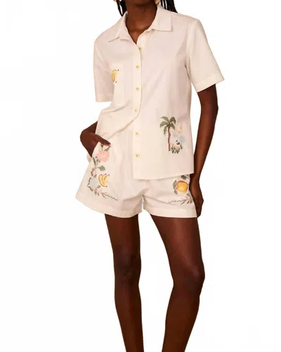 Dress To Tropical Embroidered Shorts In White In Neutral