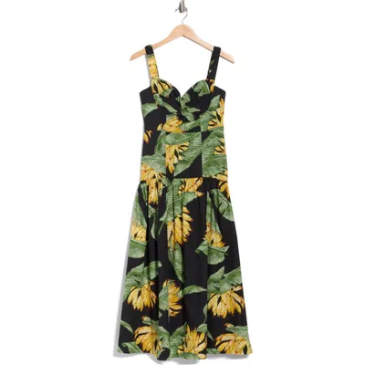 Dress To Tropical Print Fit & Flare Midi Sundress In Multi