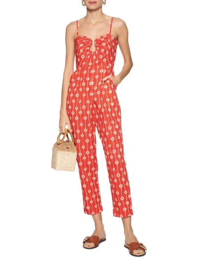 Dress To Women's Strapless Flower Jumpsuit In Red Bruma