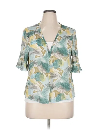 Pre-owned Dress-u By Sharon Short Sleeve Blouse In Green