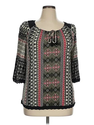 Pre-owned Dressbarn 3/4 Sleeve Blouse In Black