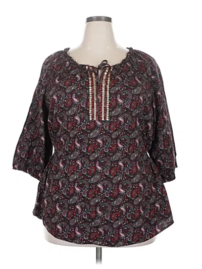Pre-owned Dressbarn 3/4 Sleeve Blouse In Black