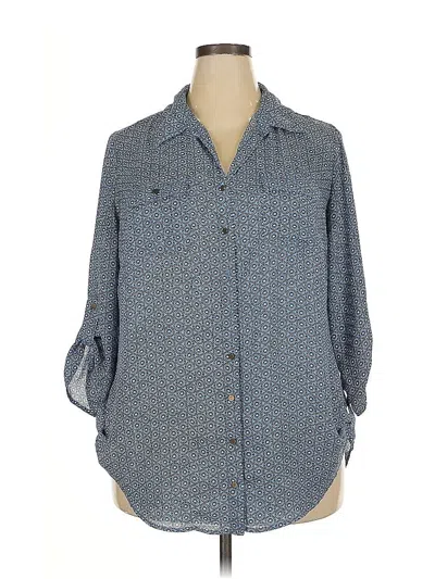 Pre-owned Dressbarn 3/4 Sleeve Blouse In Blue