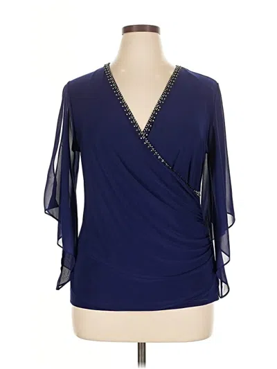 Pre-owned Dressbarn 3/4 Sleeve Blouse In Blue