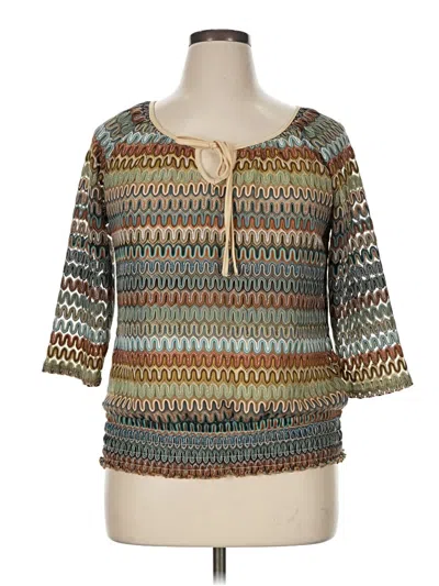 Pre-owned Dressbarn 3/4 Sleeve Blouse In Blue
