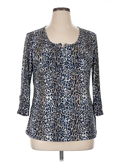 Pre-owned Dressbarn 3/4 Sleeve Blouse In Blue