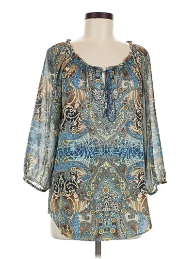 Pre-owned Dressbarn 3/4 Sleeve Blouse In Blue