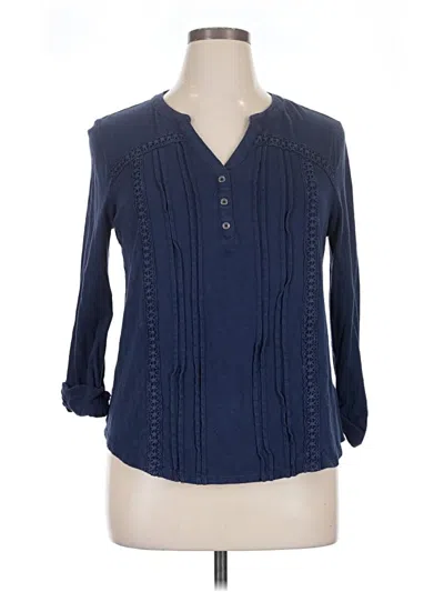 Pre-owned Dressbarn 3/4 Sleeve Blouse In Blue