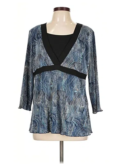 Pre-owned Dressbarn 3/4 Sleeve Blouse In Blue