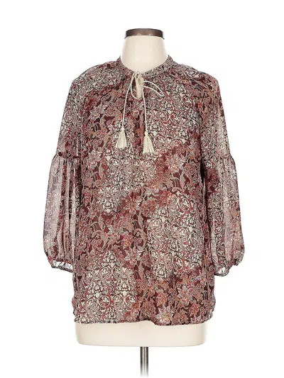 Pre-owned Dressbarn 3/4 Sleeve Blouse In Brown