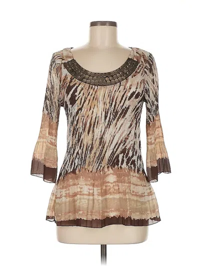 Pre-owned Dressbarn 3/4 Sleeve Blouse In Brown