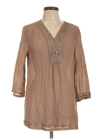 Pre-owned Dressbarn 3/4 Sleeve Blouse In Brown