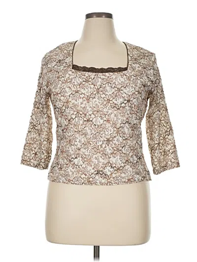 Pre-owned Dressbarn 3/4 Sleeve Blouse In Brown