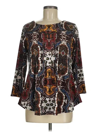 Pre-owned Dressbarn 3/4 Sleeve Blouse In Brown