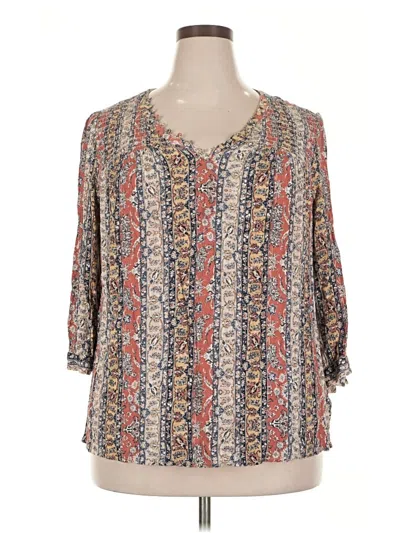 Pre-owned Dressbarn 3/4 Sleeve Blouse In Brown