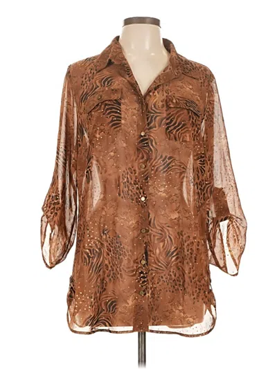 Pre-owned Dressbarn 3/4 Sleeve Blouse In Brown