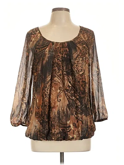 Pre-owned Dressbarn 3/4 Sleeve Blouse In Brown