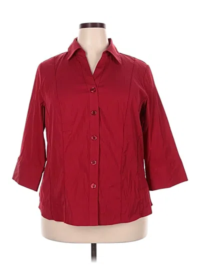 Pre-owned Dressbarn 3/4 Sleeve Blouse In Burgundy