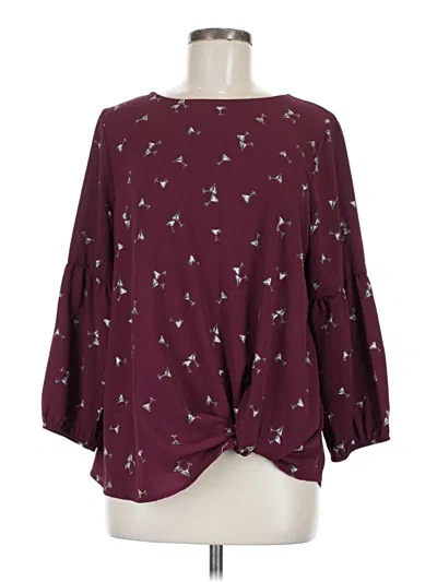 Pre-owned Dressbarn 3/4 Sleeve Blouse In Burgundy