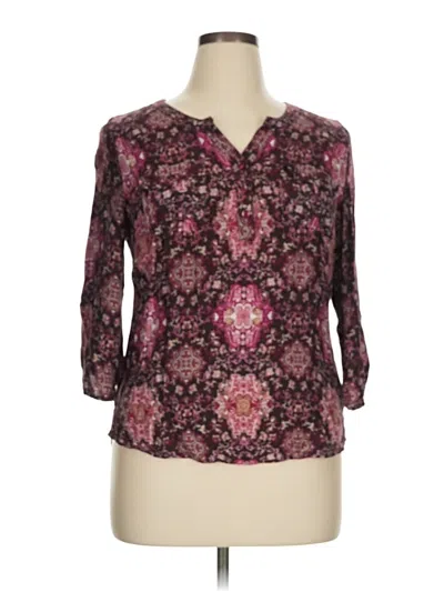 Pre-owned Dressbarn 3/4 Sleeve Blouse In Burgundy