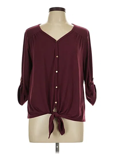 Pre-owned Dressbarn 3/4 Sleeve Blouse In Burgundy
