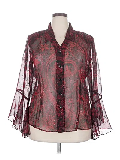 Pre-owned Dressbarn 3/4 Sleeve Blouse In Burgundy
