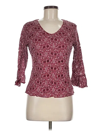 Pre-owned Dressbarn 3/4 Sleeve Blouse In Burgundy