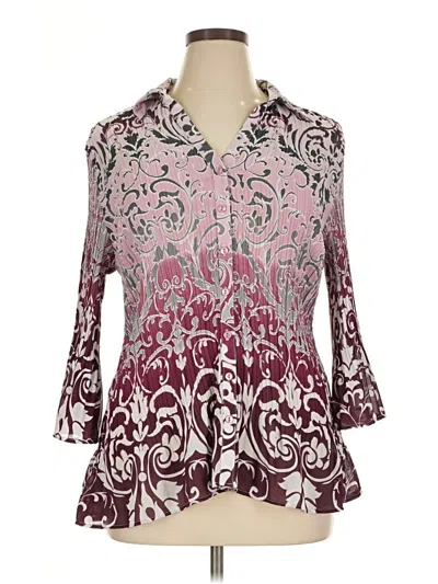 Pre-owned Dressbarn 3/4 Sleeve Blouse In Burgundy