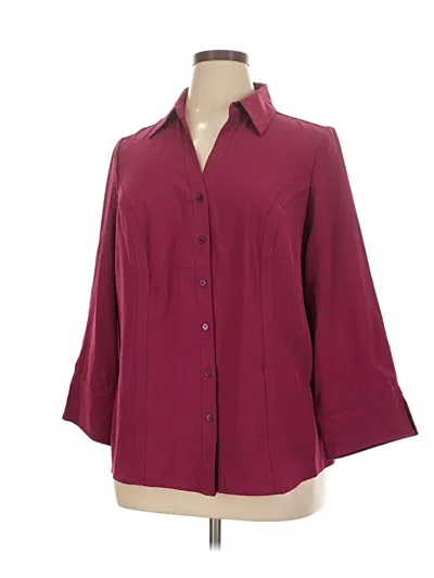 Pre-owned Dressbarn 3/4 Sleeve Blouse In Burgundy