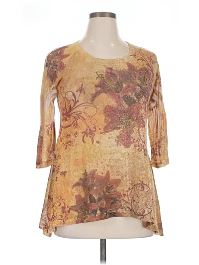 Pre-owned Dressbarn 3/4 Sleeve Blouse In Gold