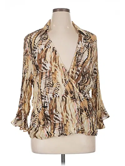 Pre-owned Dressbarn 3/4 Sleeve Blouse In Gold