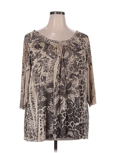 Pre-owned Dressbarn 3/4 Sleeve Blouse In Gray