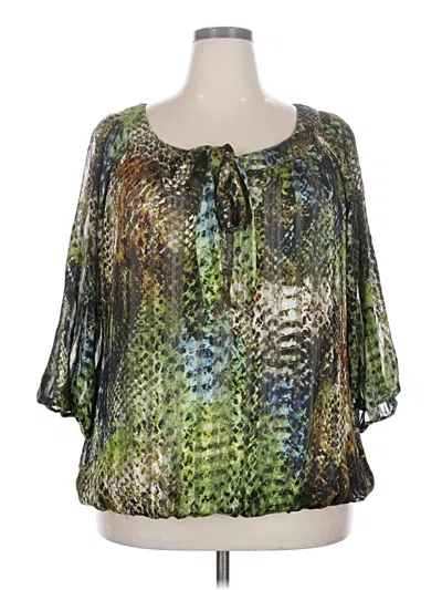 Pre-owned Dressbarn 3/4 Sleeve Blouse In Green