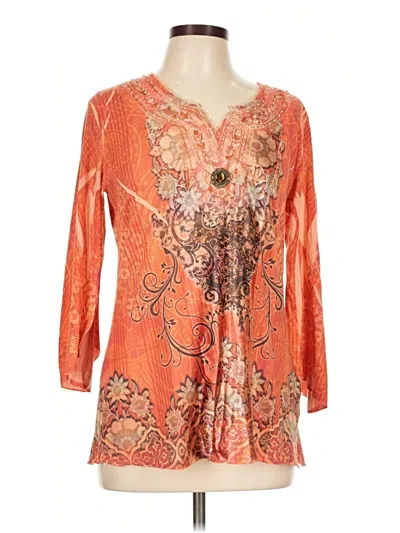 Pre-owned Dressbarn 3/4 Sleeve Blouse In Orange