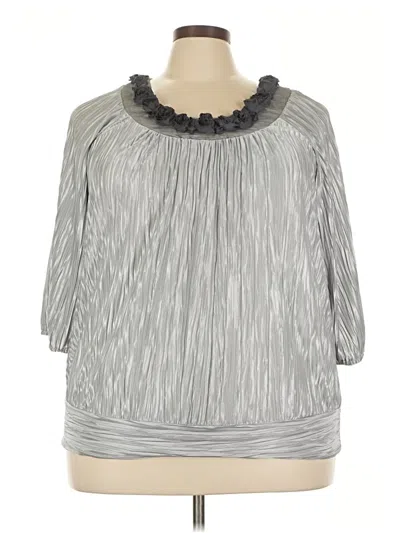 Pre-owned Dressbarn 3/4 Sleeve Blouse In Silver