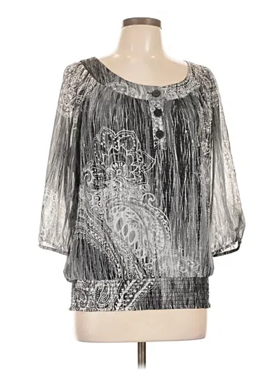 Pre-owned Dressbarn 3/4 Sleeve Blouse In Silver
