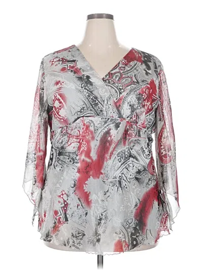 Pre-owned Dressbarn 3/4 Sleeve Blouse In Silver