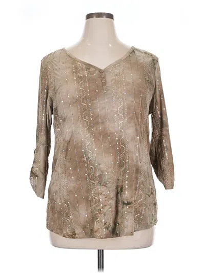 Pre-owned Dressbarn 3/4 Sleeve Blouse In Tan